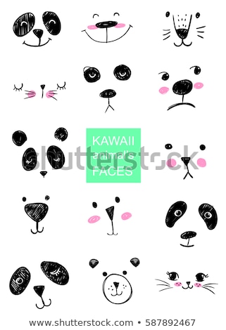 Сток-фото: Set Cute Animals Head - Idea For Print T Shirt