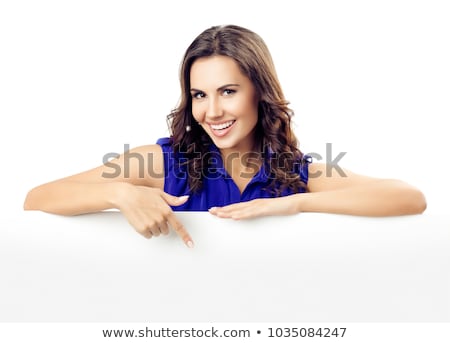 Stockfoto: One Happy Girl With Blank Board