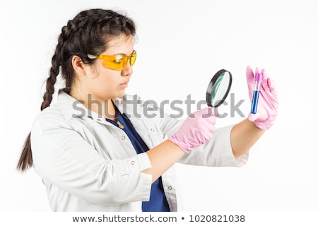 Stockfoto: Girl In Science Gown On Isolated Background