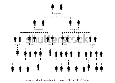 Foto stock: Complicated Family Tree Of Several Generations On White