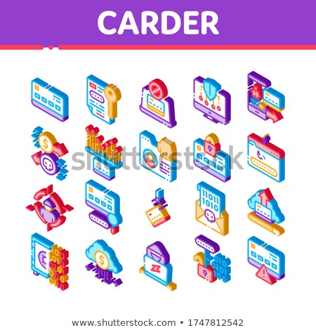 Carder Hacker Isometric Elements Icons Set Vector Foto stock © pikepicture