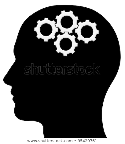 ストックフォト: Human Head Silhouette With Gears Background Illustration