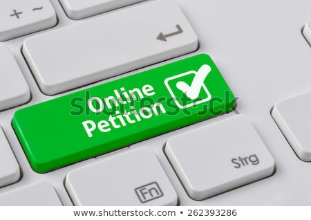 Сток-фото: A Keyboard With A Green Button - Online Petition