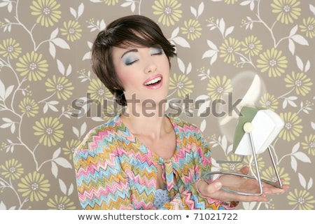 Сток-фото: етро · женщина · вентилятора · воздуха · винтаж · шестидесятых · Фоновые · обои