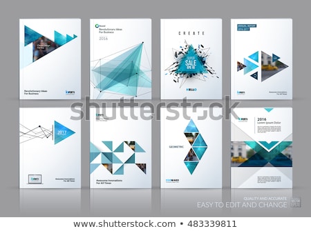 Сток-фото: Annual Report Cover Template Brochure Design With Blue Lines Wav
