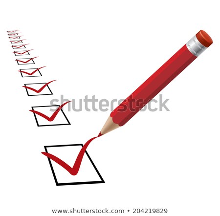 Stock photo: Red Pencil And Questionnaire