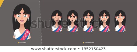 Stok fotoğraf: Hindu Business Woman Avatar Vector Woman Face Emotions Set Indian Female Creative Placeholder Mo