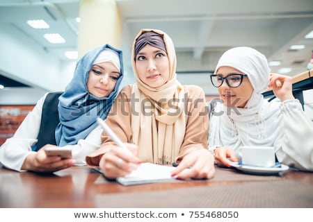 Stock fotó: Group Of Three Happy Muslim Women Students