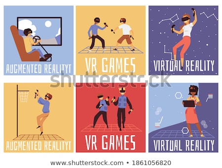 Stok fotoğraf: Interactive Reality Poster Set Vector Illustration