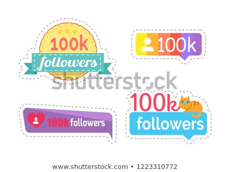 Zdjęcia stock: Followers And Kitten On Ribbon Banner Set Vector