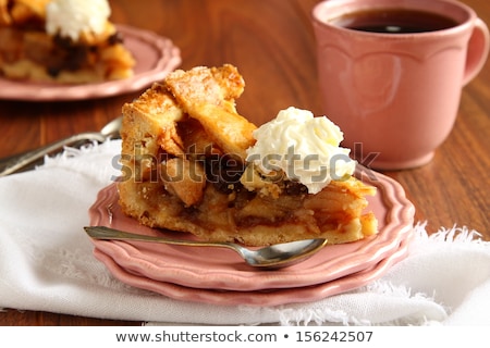 Foto stock: Slice Of Homemade Traditional Dutch Apple Cake Appeltaart