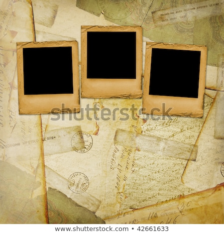 Foto stock: Vintage Aged Background Old Postcard Envelopes And Slides