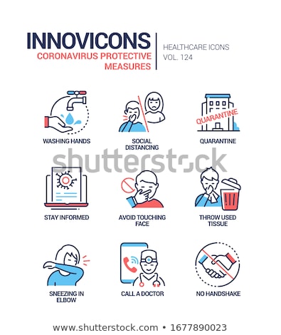 Foto d'archivio: Coronavirus Protective Measures - Line Design Style Icons