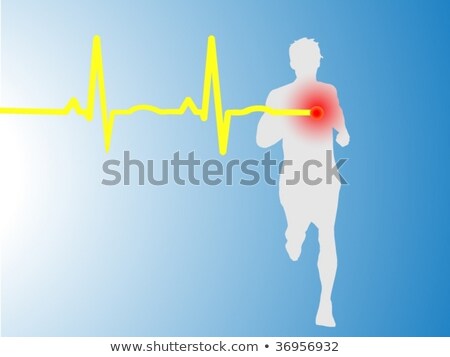 Foto stock: Vector Heartbeat Electrocardiogram And Running Man