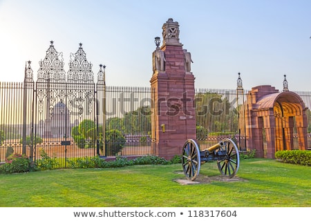 [[stock_photo]]: Closed Gate Of The Indian Parliament