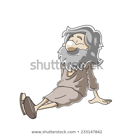 Satisfied Old Man Sitting Happily On The Ground Stockfoto © Norberthos