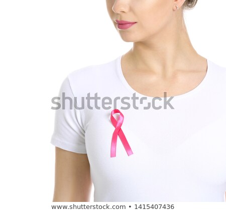 Stock fotó: Female Controlling Breast For Cancer Isolated On White