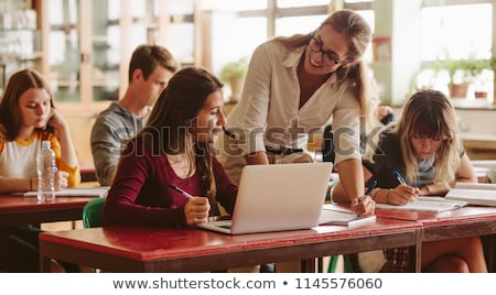 Foto stock: Computers In Classroom On High School