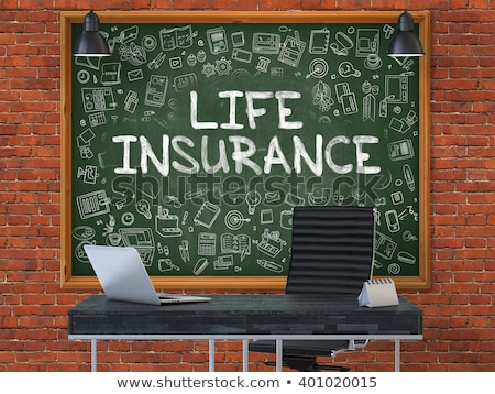 Stock fotó: Hand Drawn Life Insurance On Office Chalkboard