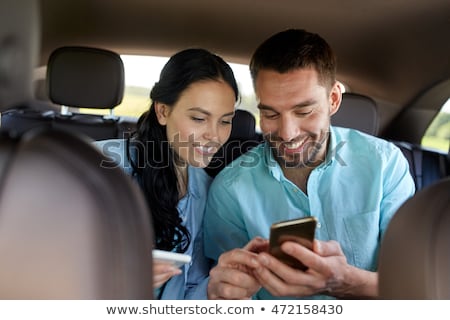 Stockfoto: Cellphone With Taxi Car