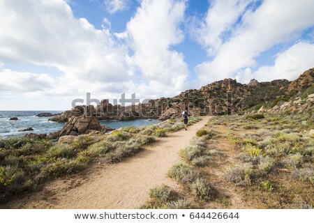 Stok fotoğraf: Young Backpacker Man In Sardinia Italy