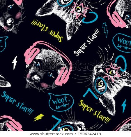 Zdjęcia stock: Puppy Head Seamless Pattern Cartoon Design Vector