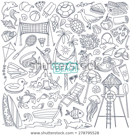 Stock photo: Summer Vacation Hand Drawn Outline Doodle Icon Set