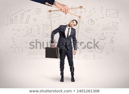 Stock photo: Puppet Employee With Documents And Staffs Around