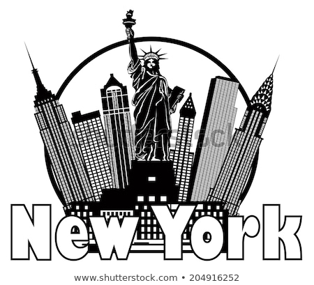 Stock fotó: New York City Skyline Black And White Circle Illustration