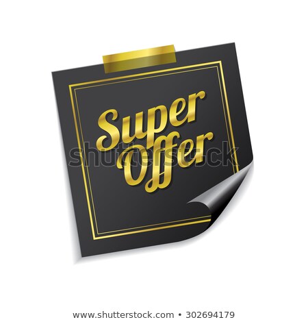 Foto stock: Super Offer Golden Sticky Notes Vector Icon Design