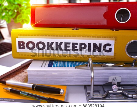 Stock photo: Yellow Ring Binder With Inscription Credits