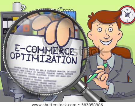 Stok fotoğraf: E Commerce Optimization Through Magnifier Doodle Concept