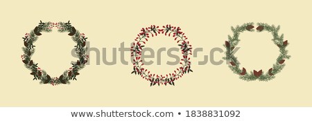 [[stock_photo]]: Christmas Round Frame Of Branches Of Christmas Tree Dial On Wre