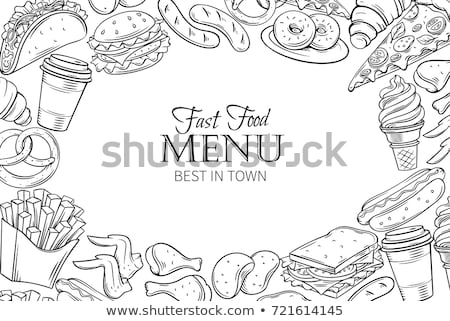 ストックフォト: Fast Food Monochrome Poster Vector Illustration