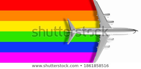 Сток-фото: Close Up Of Gay Pride Rainbow Flag Over Blue Sky