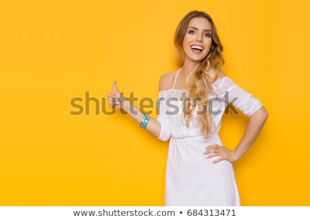 Сток-фото: Beautiful Blonde Woman Showing Thumbs Up