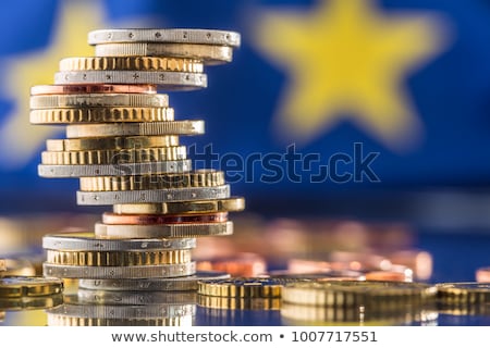 Сток-фото: Euro Coins On European Flag