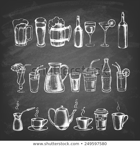 Stock photo: Glass Bottle With Drinking Straw Icon Drawn In Chalk