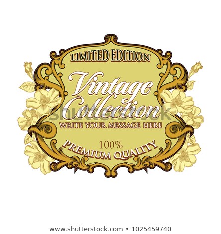 Stockfoto: Large Collection Of Colorful Gold Framed Labels In Vintage Style
