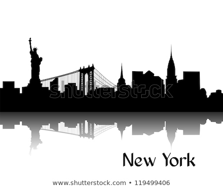 [[stock_photo]]: New York City Skyline And Text Black And White Illustration