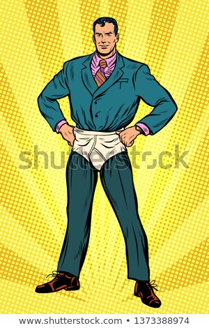 Stock fotó: Superhero Businessman In Funny Pants Diapers