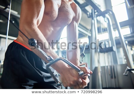 Foto stock: Close Up Of Man Or Bodybuilder With Bare Torso