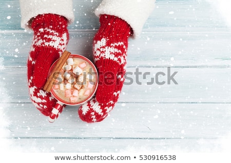 [[stock_photo]]: Mittens And Hot Chocolate With Marshmallow