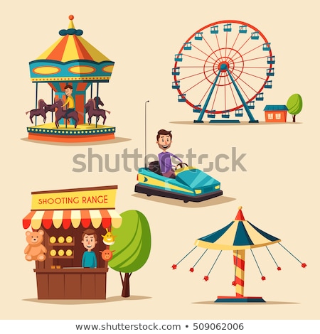 Foto stock: People In Park Cartoon Style Color Vector Banner