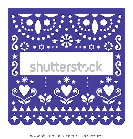 Stock fotó: Papel Picado Template Vector Design Mexican Happy Turquoise Paper Fiesta Decoration From Mexico Wit