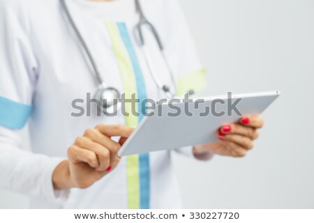 Foto d'archivio: Doctors Female Hand Holding Digital Tablet