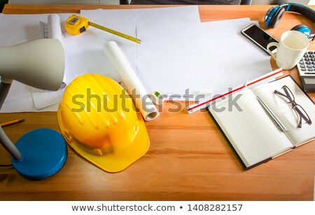 Foto stock: Hard Work Business Concept Office Desk With Equipment Work Space And Office Environment Flat Vect