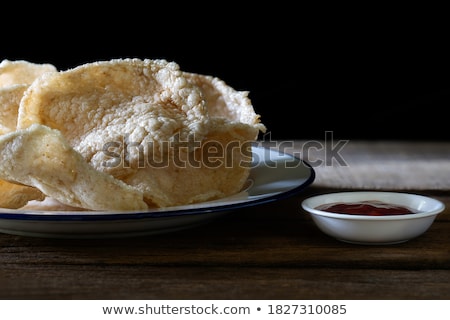 Stock fotó: Crackers With Salt And Sauce On A Wooden