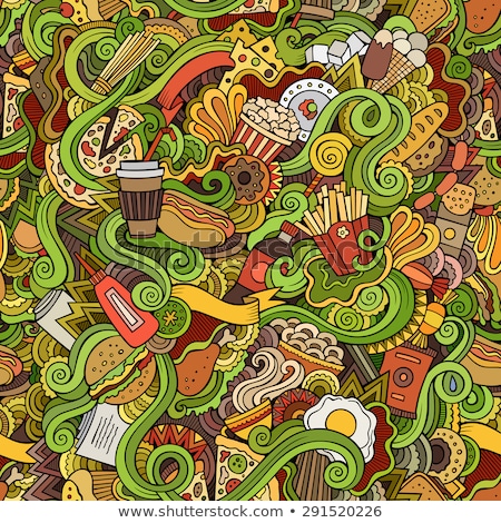 Seamless Doodles Abstract Fast Food Pattern Stock foto © balabolka