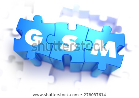 Сток-фото: Gsm - White Word On Blue Puzzles